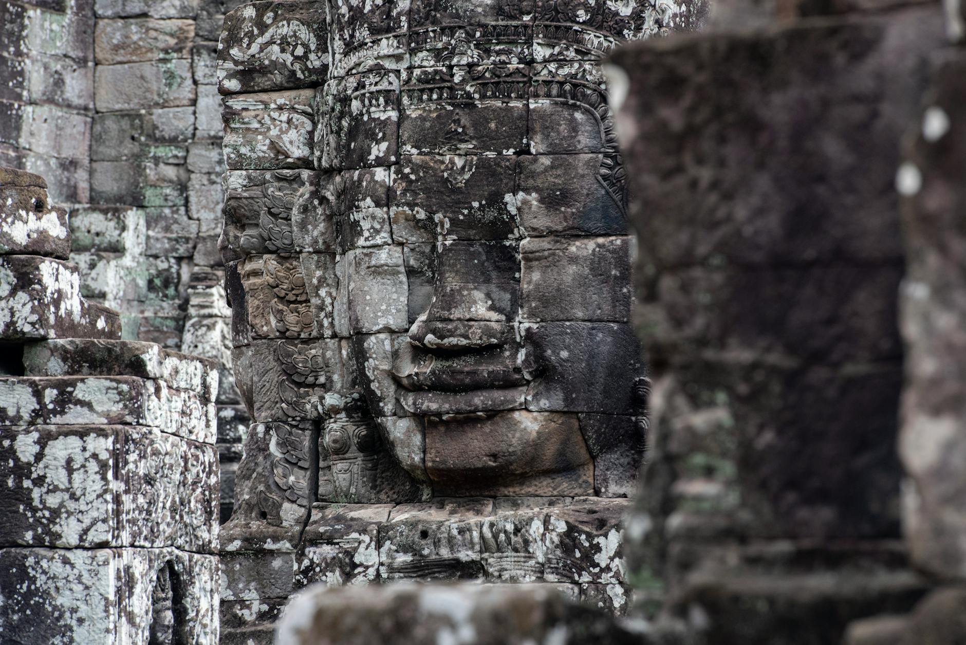 Bayon temple Angkor Thom Cambodia stone faces