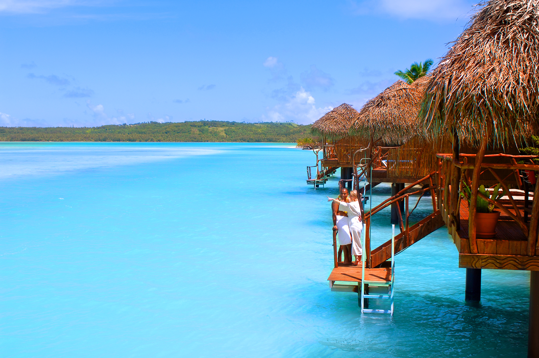 Aitutaki Lagoon Cook Islands overwater bungalows turquoise lagoon