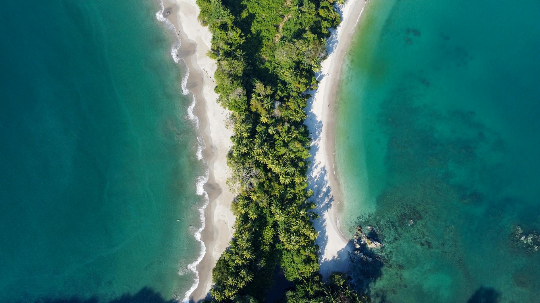 Manuel Antonio National Park Costa Rica aerial peninsula beach turquoise water