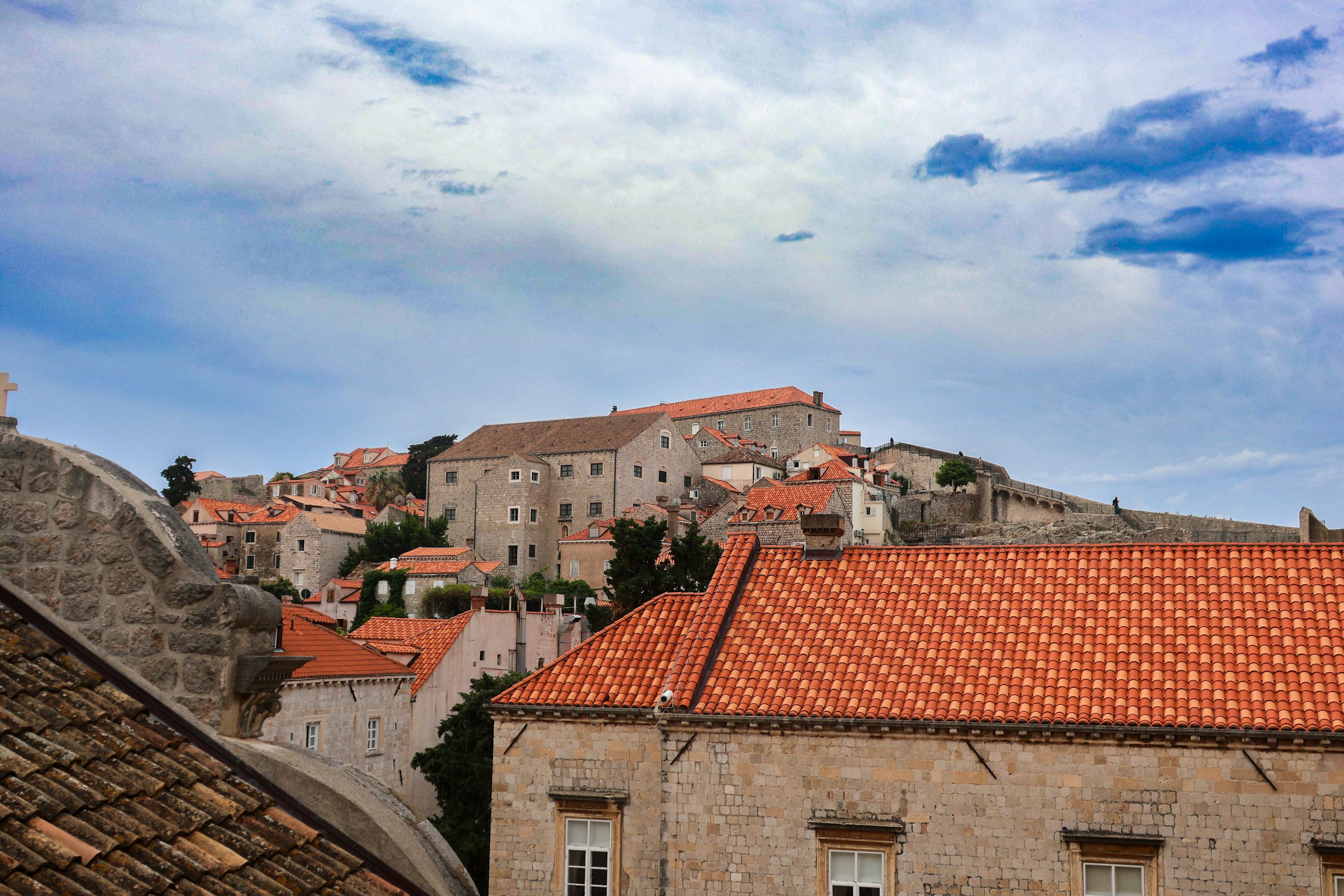 Dubrovnik Croatia old city terracotta rooftops and Adriatic Sea panorama