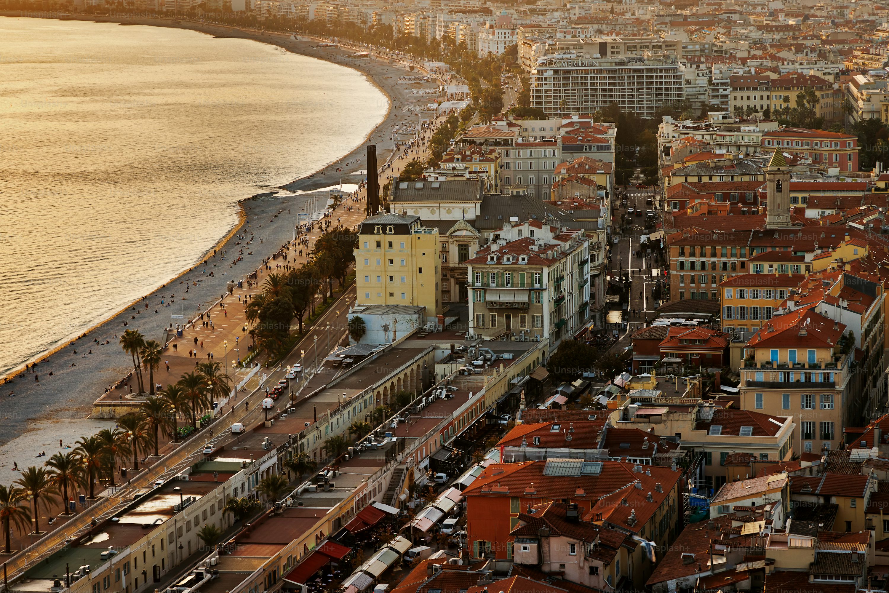 Nice France aerial view French Riviera Promenade des Anglais Mediterranean coast