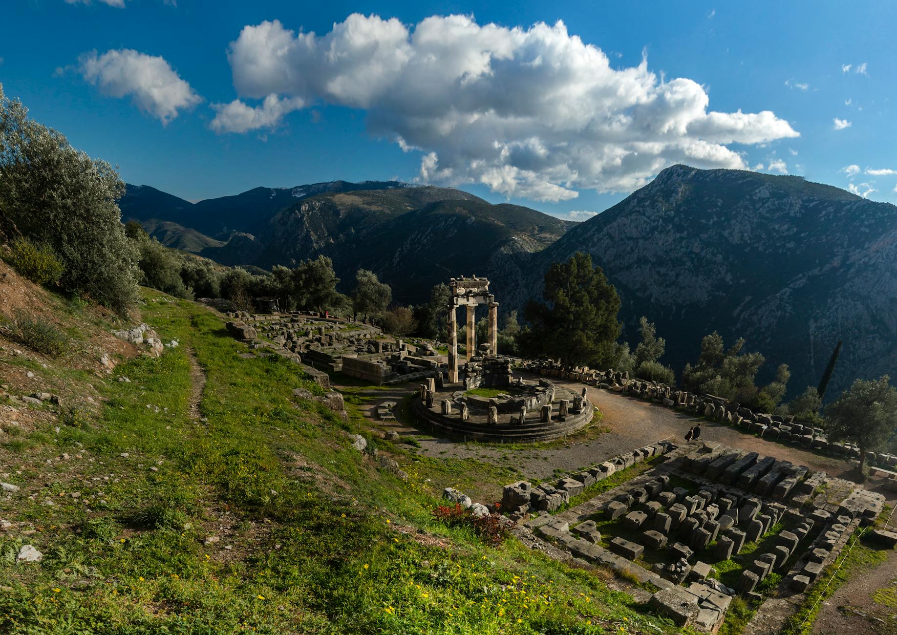 Delphi Tholos sanctuary ancient ruins Mount Parnassus Greece