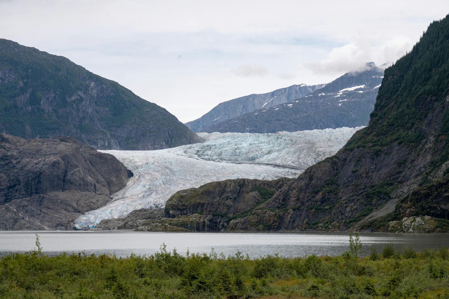 Mendenhall Glacier Juneau Alaska blue ice lake reflection