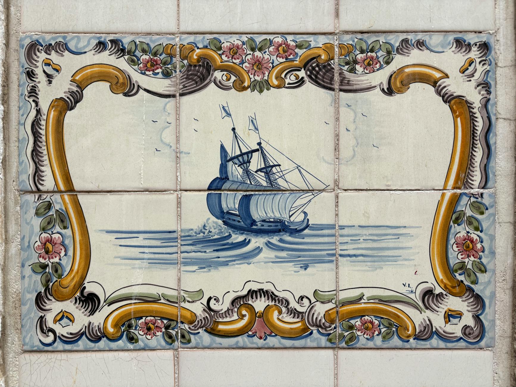 Lisbon Portugal azulejo ceramic tiles traditional hand-painted sailing ship