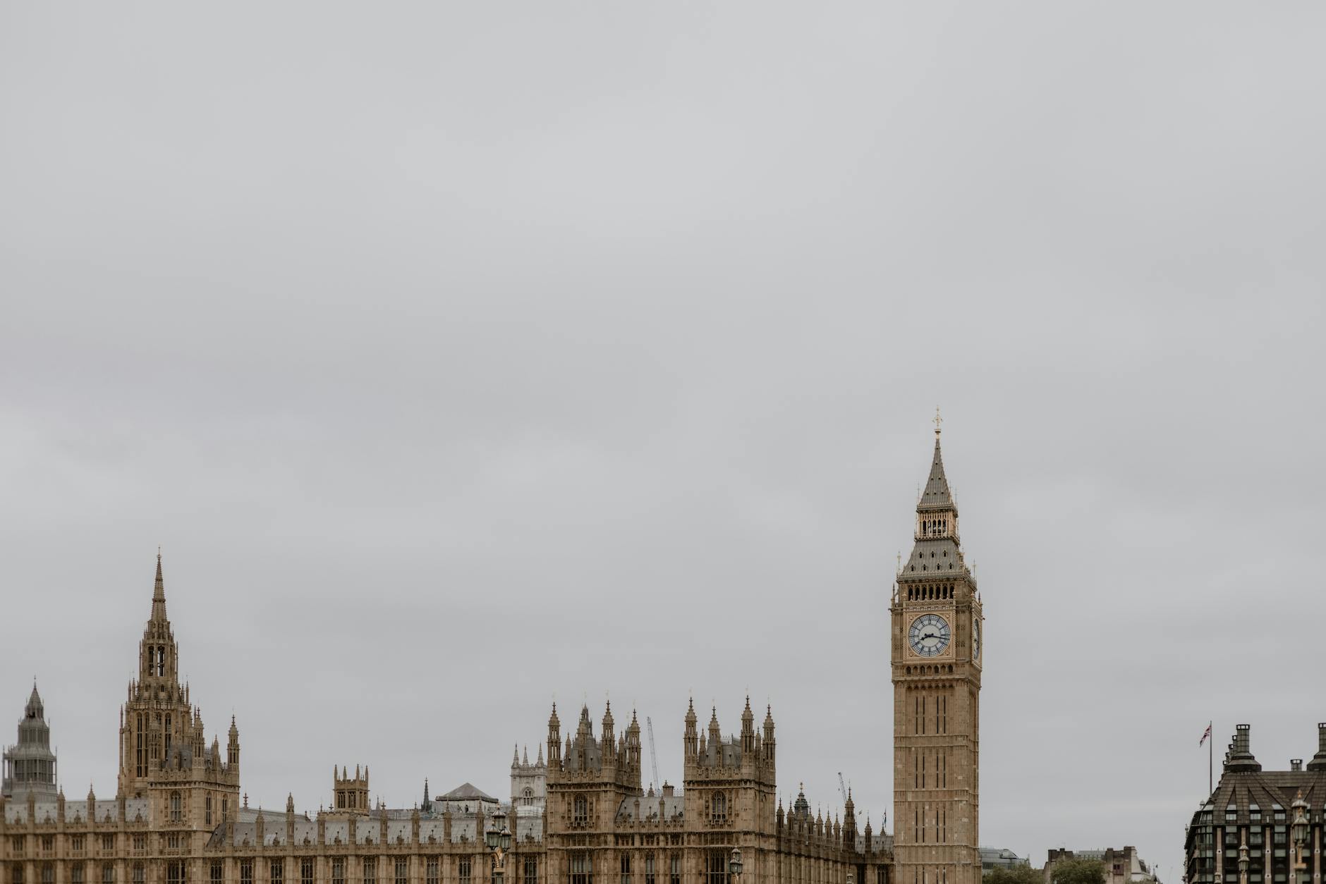 Big Ben Elizabeth Tower Houses of Parliament London England overcast sky