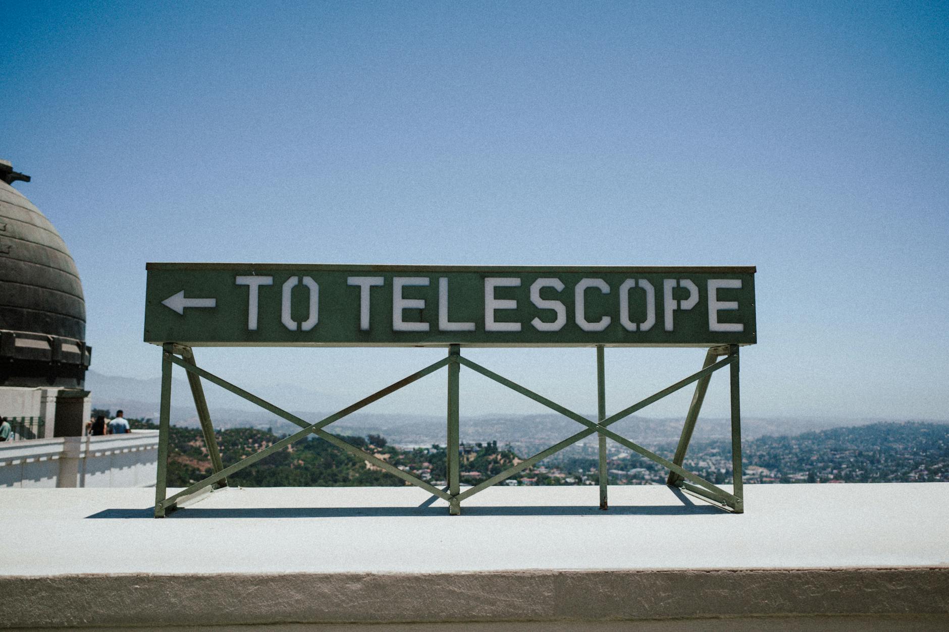 Griffith Observatory Los Angeles telescope sign city views