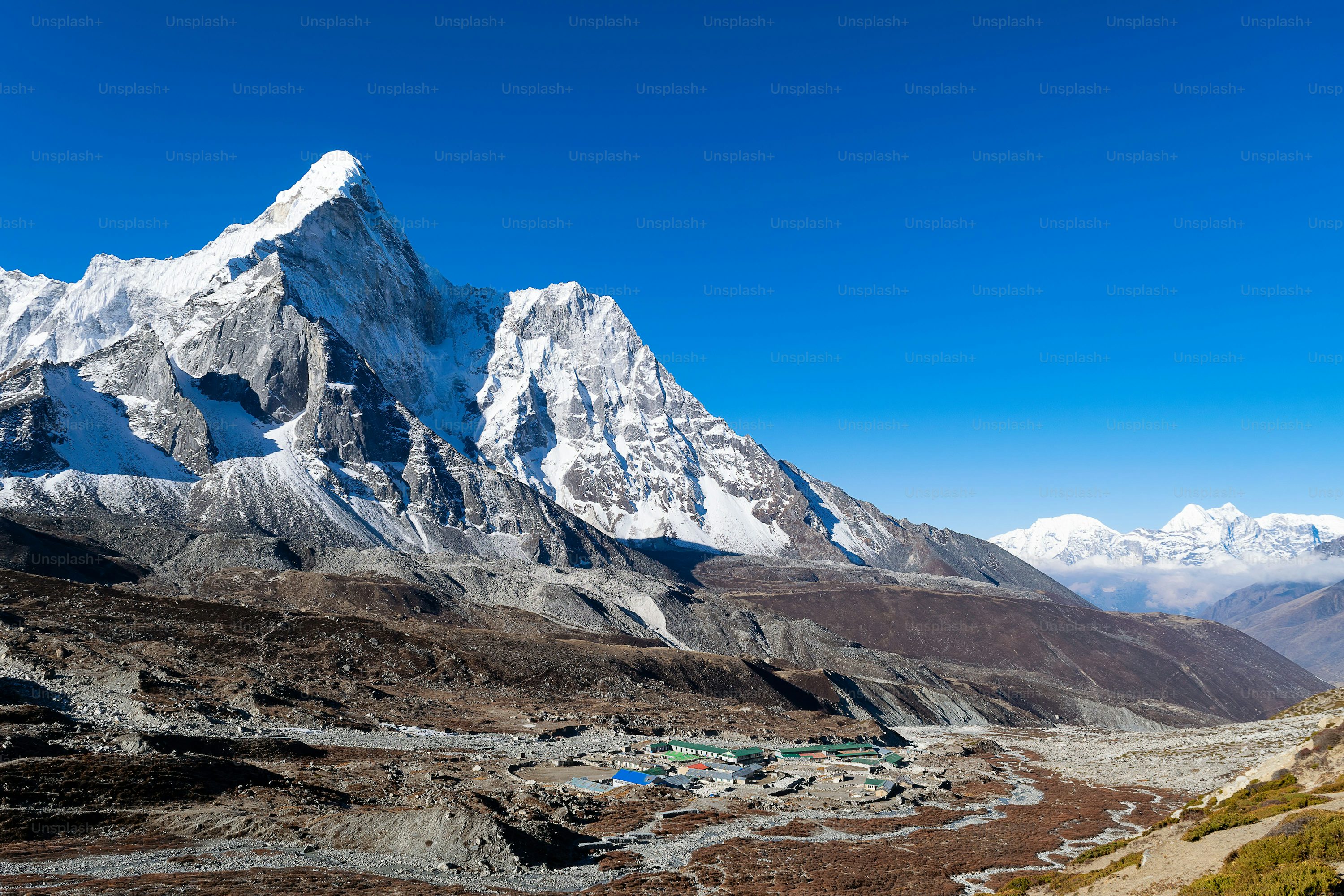 Everest Base Camp Nepal aerial view Himalayan peaks Khumbu valley