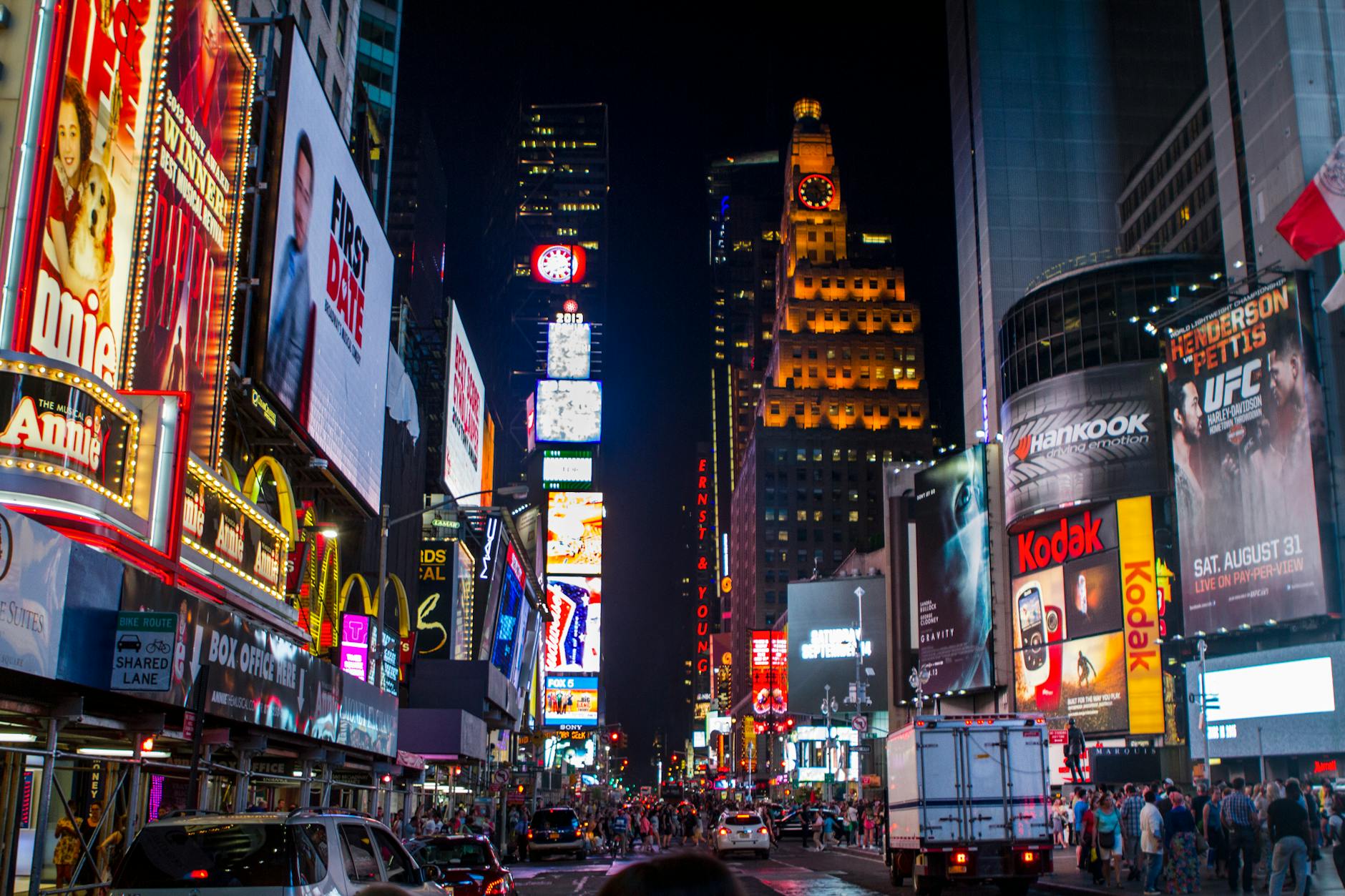 Times Square New York City USA Broadway marquees neon billboards night