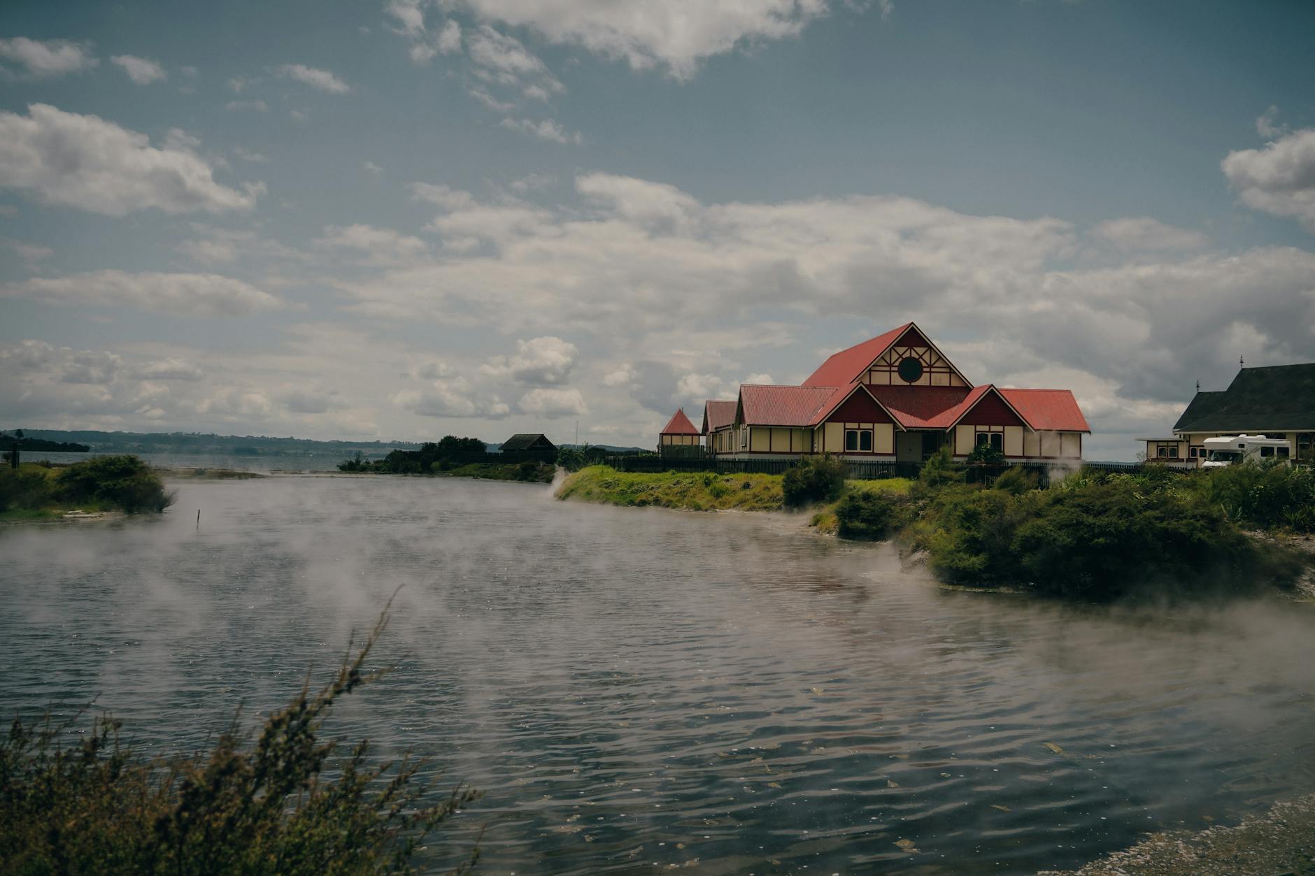 Rotorua New Zealand geothermal thermal lake steaming Victorian bathhouse