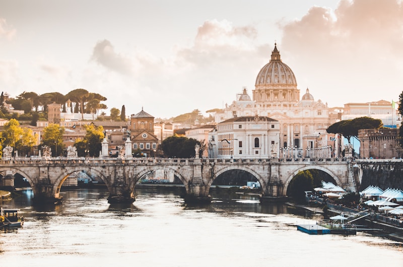 Vatican City Rome Italy St Peter's Basilica dome Tiber River Ponte Sant'Angelo