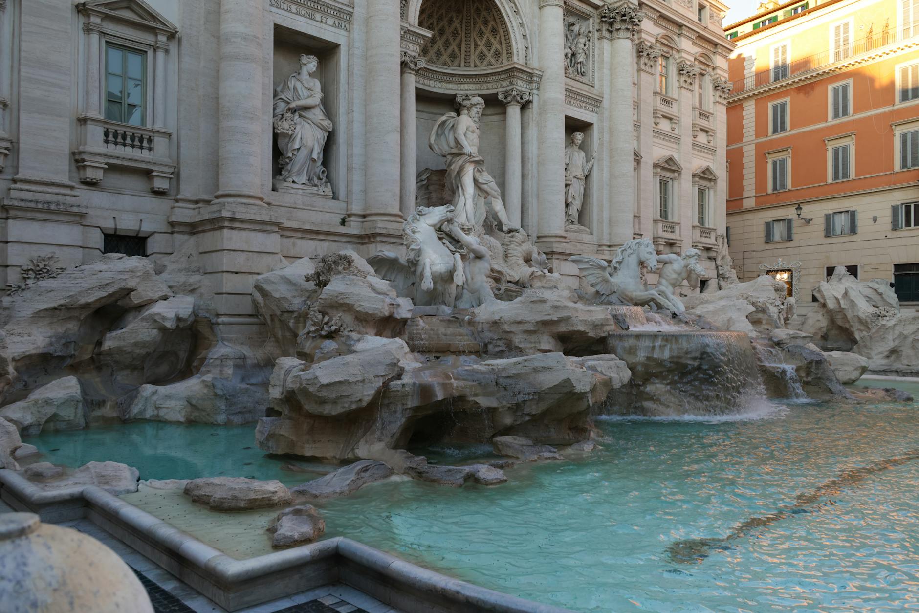 Trevi Fountain Rome Italy baroque architecture coins wishes