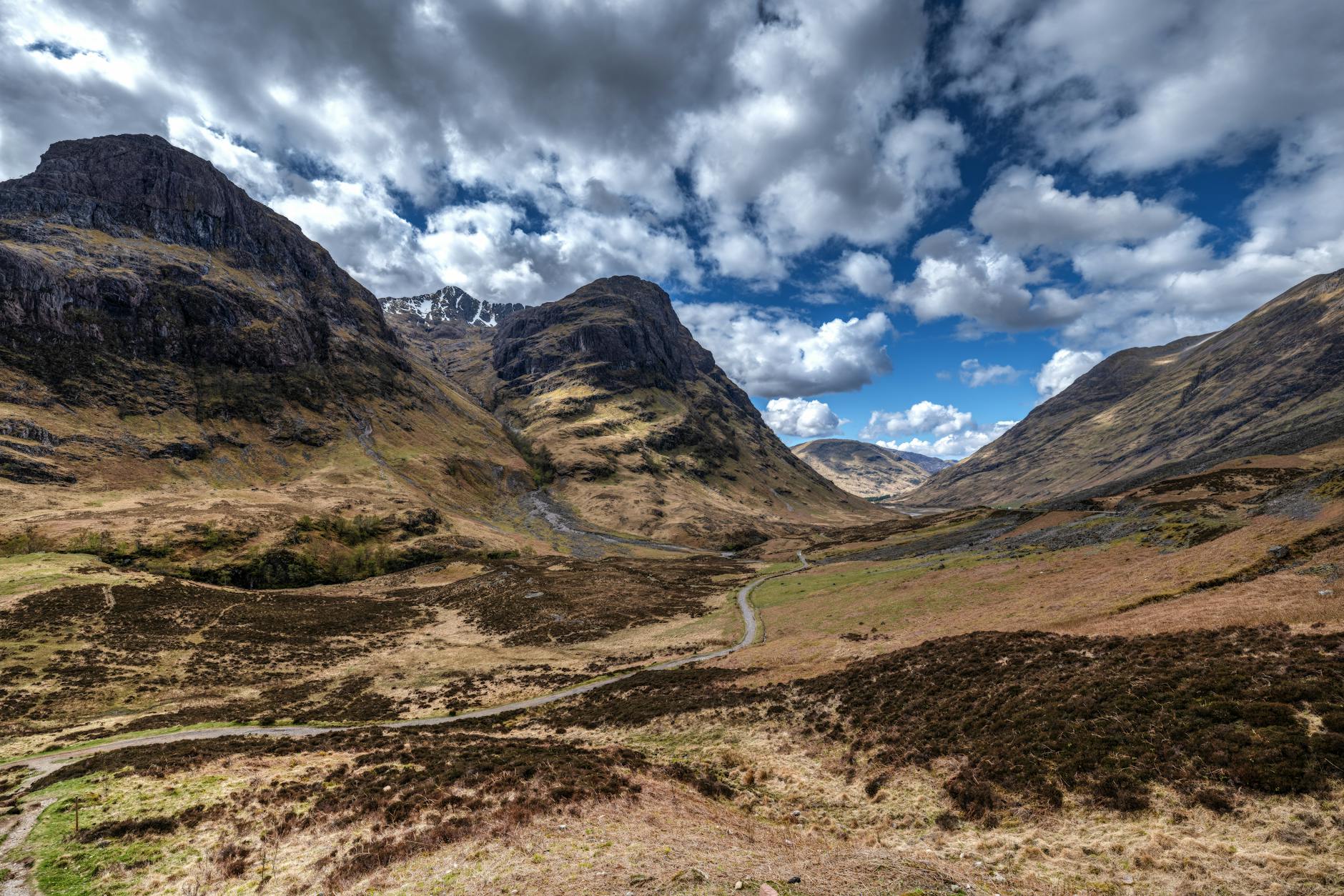 Glencoe Scotland Three Sisters mountains valley Highland moorland