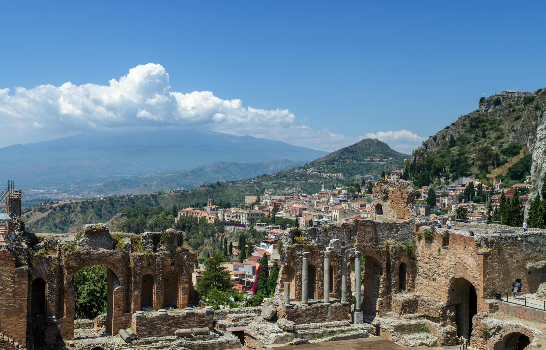 Sicily Taormina ancient Greek theatre Mount Etna