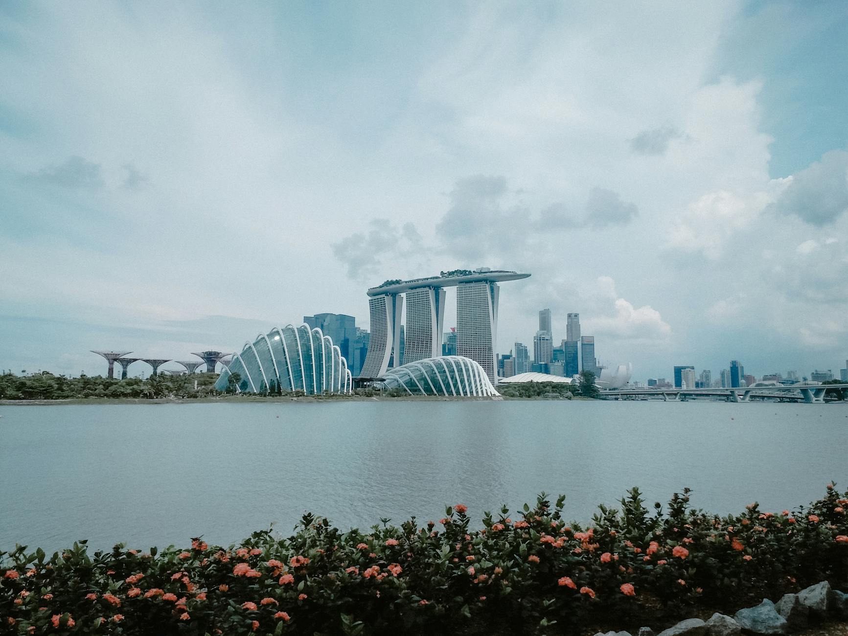 Marina Bay Sands Singapore skyline Gardens by the Bay domes city waterfront
