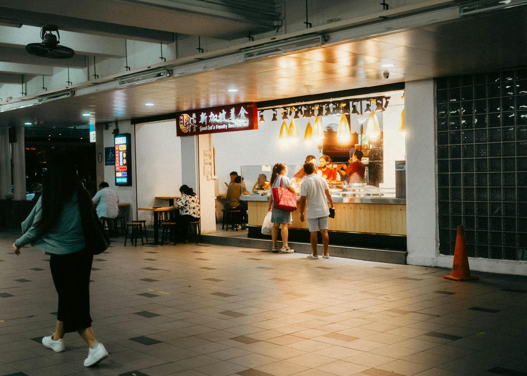 Singapore hawker centre food stalls local dining night