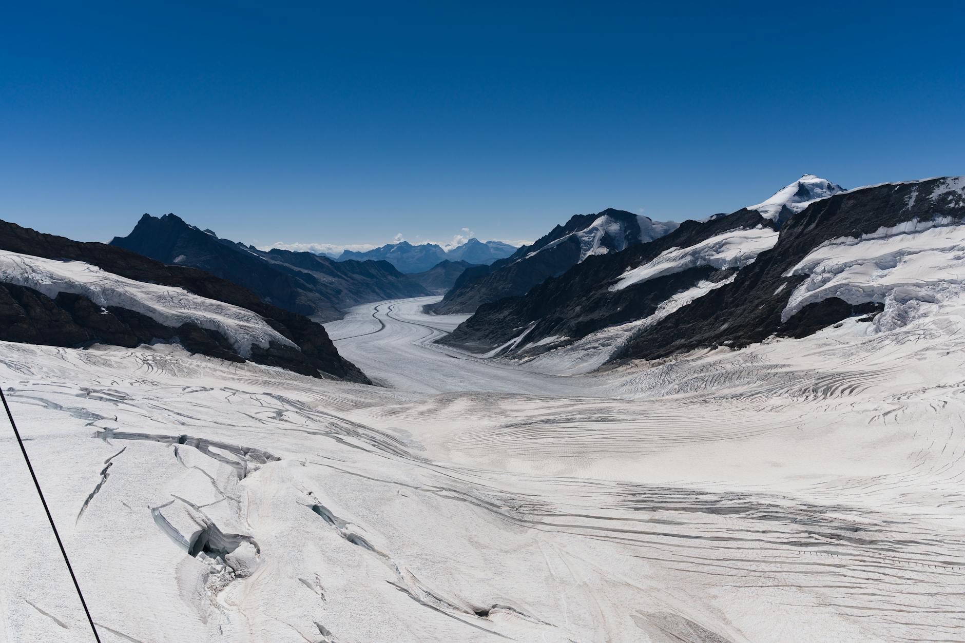 Aletsch Glacier Jungfrau region Switzerland longest glacier Alps aerial