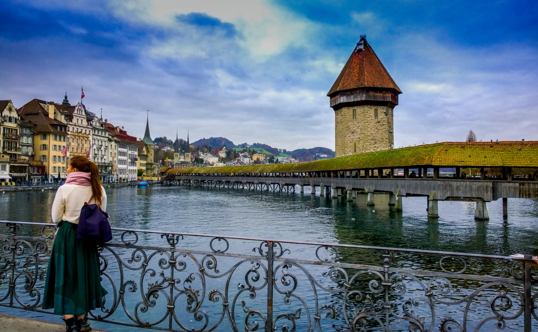 Lucerne Chapel Bridge Kapellbrucke Water Tower Switzerland Lake Lucerne