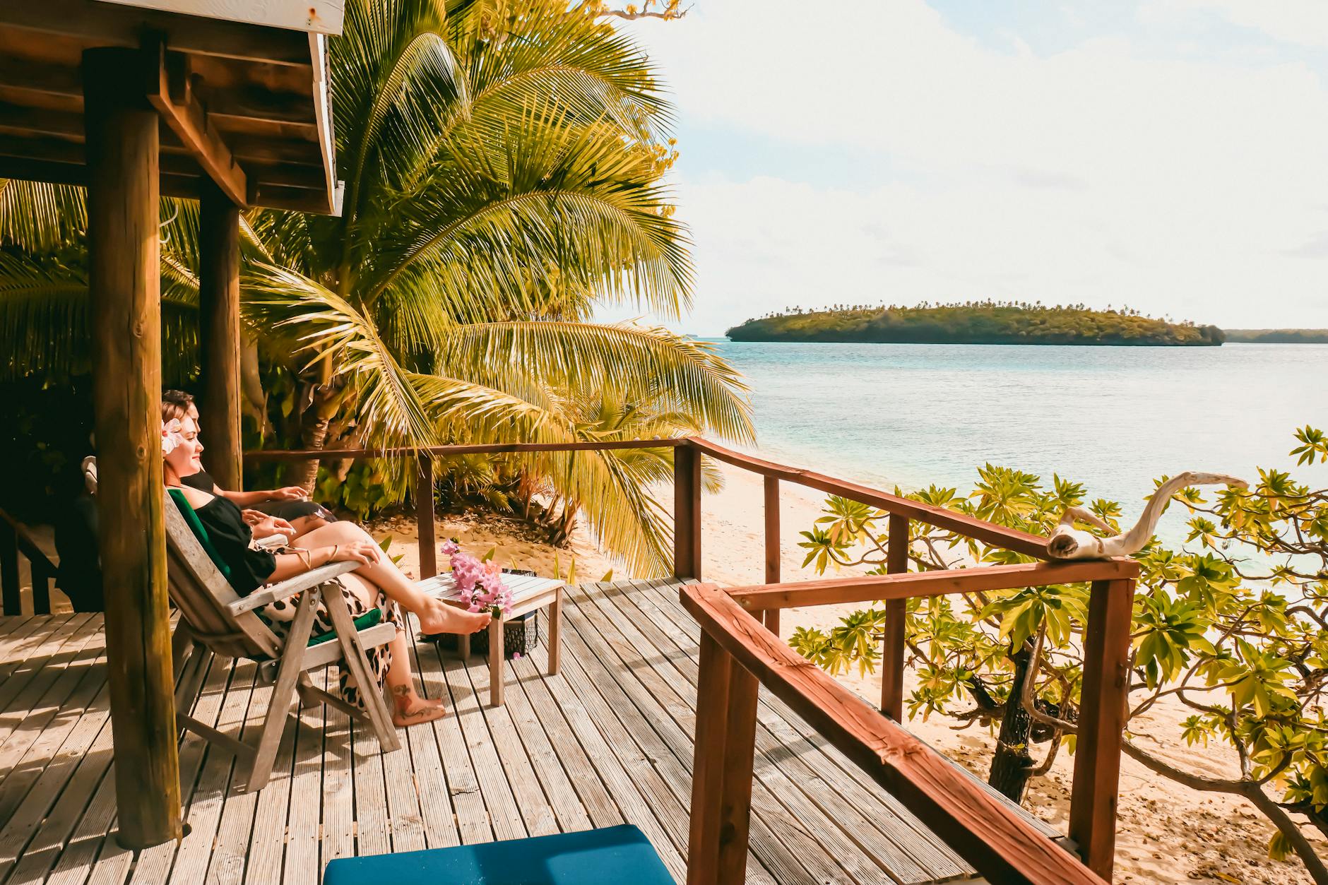 Tonga tropical island beach resort deck turquoise Pacific Ocean