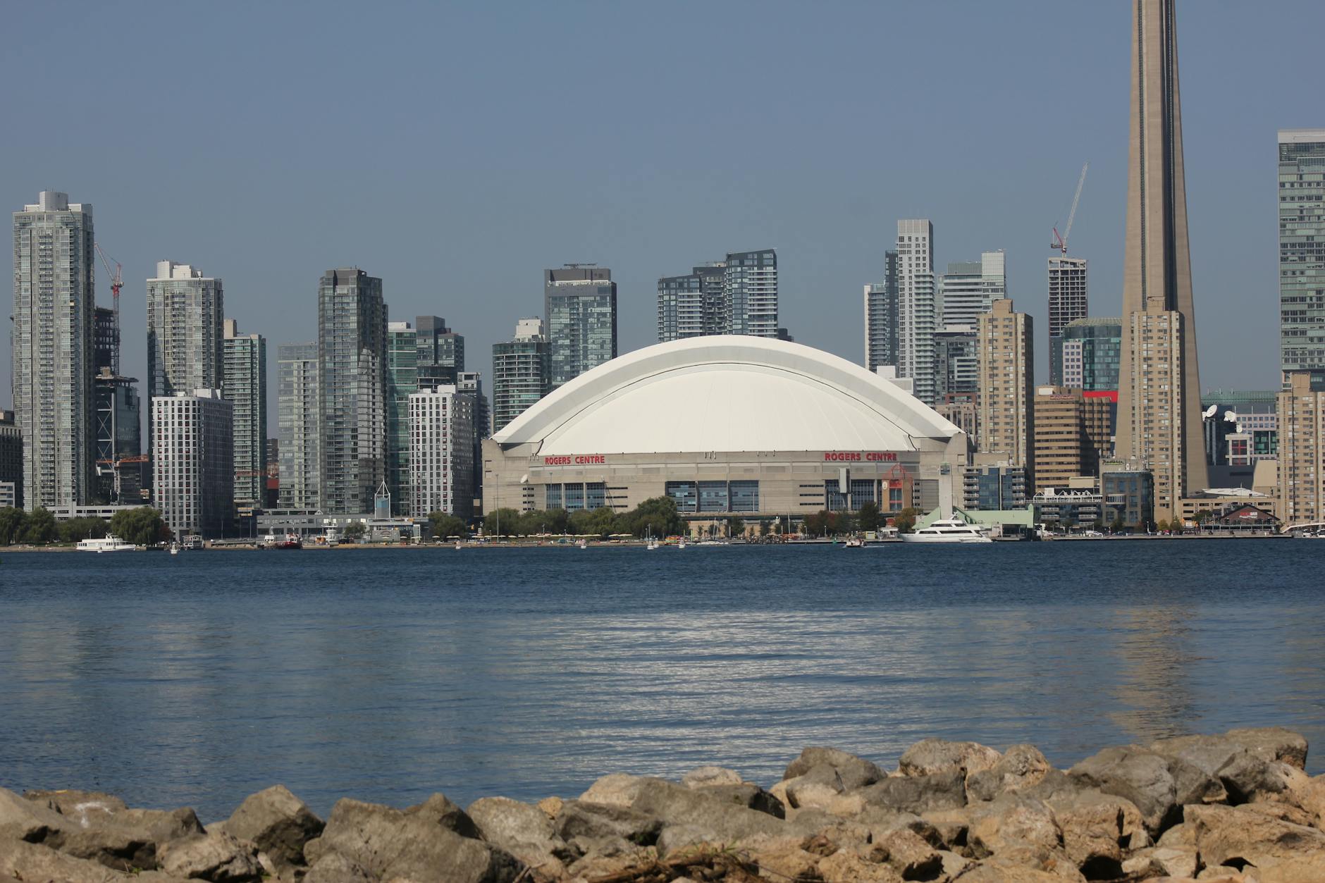 Toronto Canada waterfront Rogers Centre dome CN Tower skyline Lake Ontario