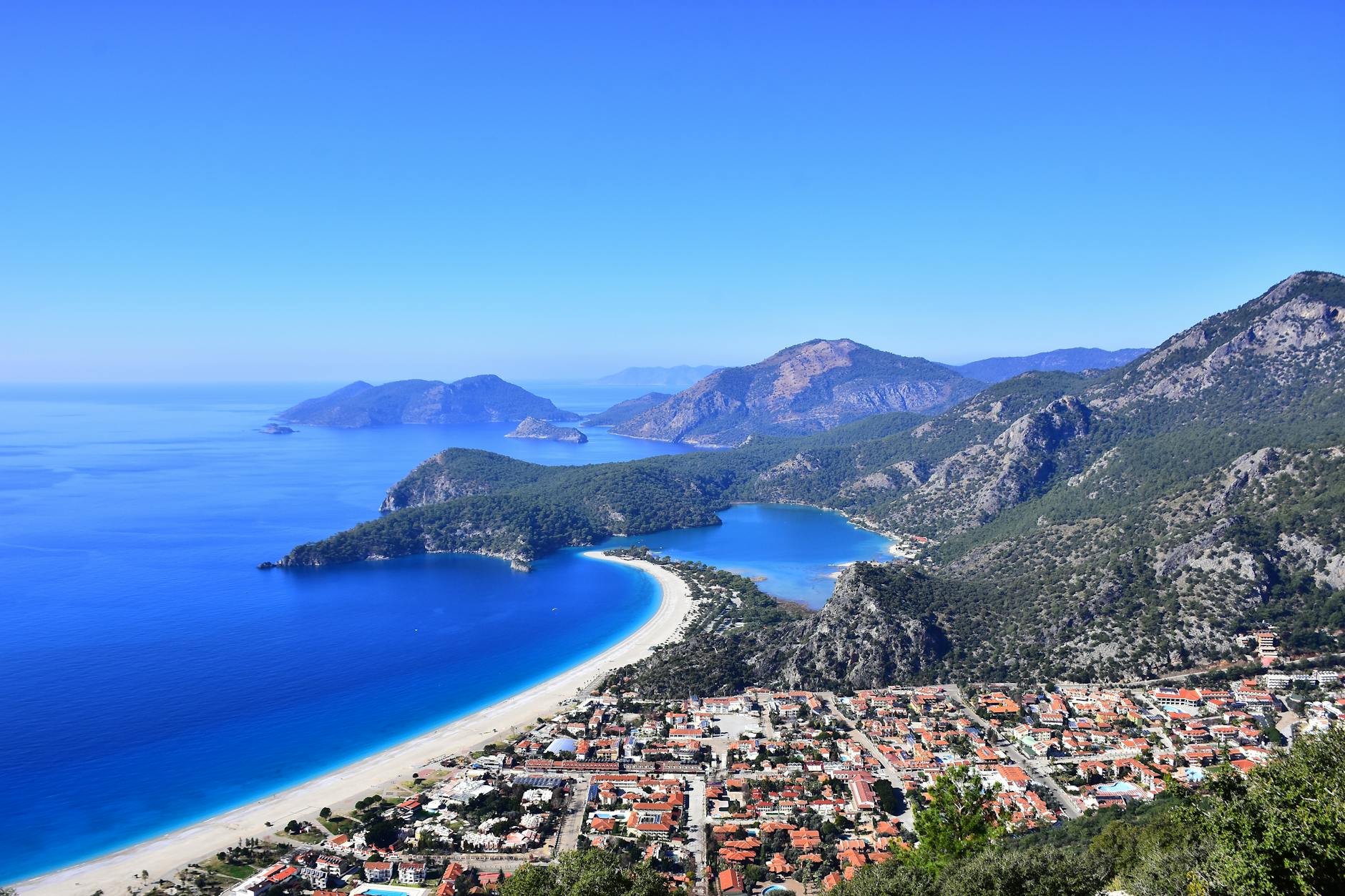 Oludeniz Blue Lagoon Turkey turquoise lagoon beach aerial view