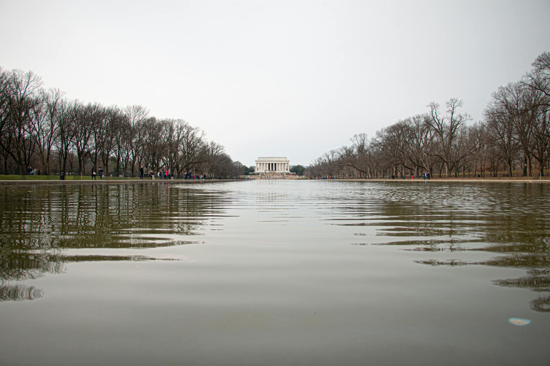 Lincoln Memorial Reflecting Pool Washington DC winter bare trees